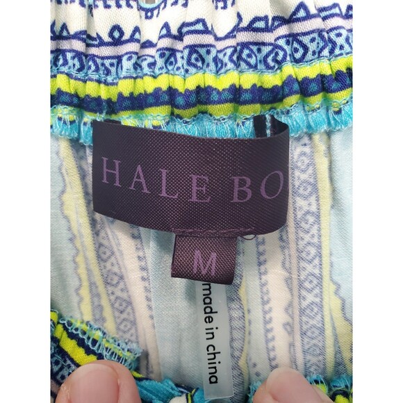 Hale Bob Blue Paisley Off-Shoulder Tie-Neck Long Sleeve Top Size Medium Boho - Picture 3 of 6